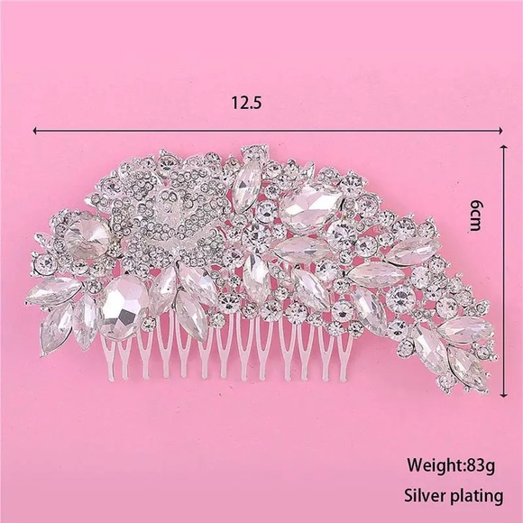 Zara Gold Large Floral Bridal Hair Comb Rhinestone Crown main image 12